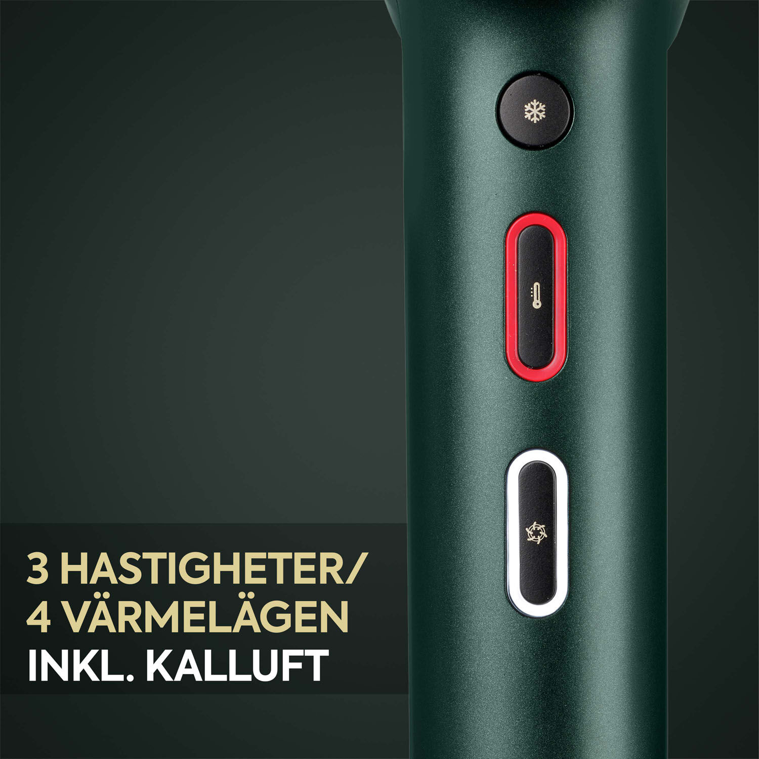 3 hastigheter/4 v&auml;rmel&auml;gen. Inkl. kalluft